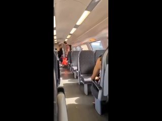 hot hung guy cumming in train